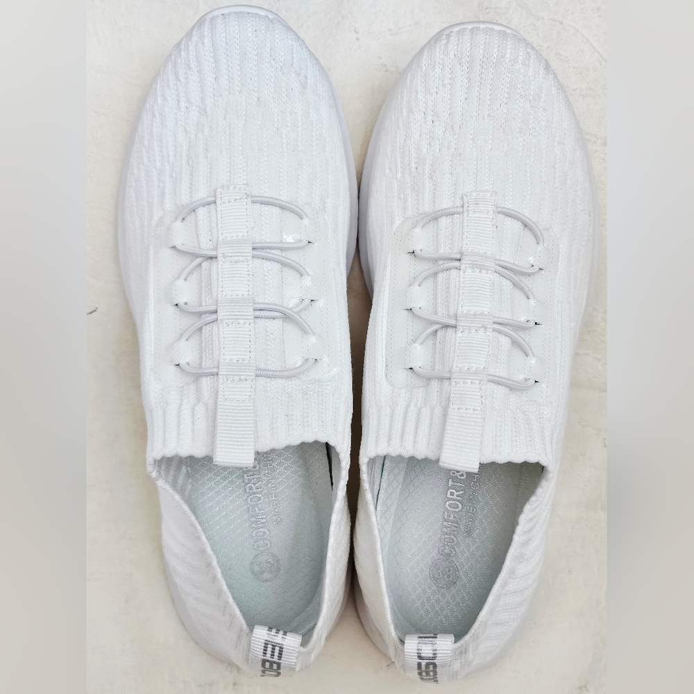 Tiosebon W's All-White Slip On Walking Shoes-Comfort & Soft Insole Sz US 7.5
